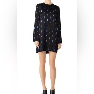 Equipment Dress Women M Black Thunderbolt Print Mini Dress Slip Satin